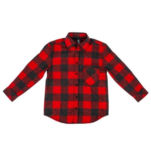 Burnside One-Pocket Youth Soft Touch Flannel - Red/Heather Black