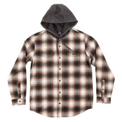 Legendary Burnside Two-Pocket Soft Touch Flannel With Hood - Gray Brown