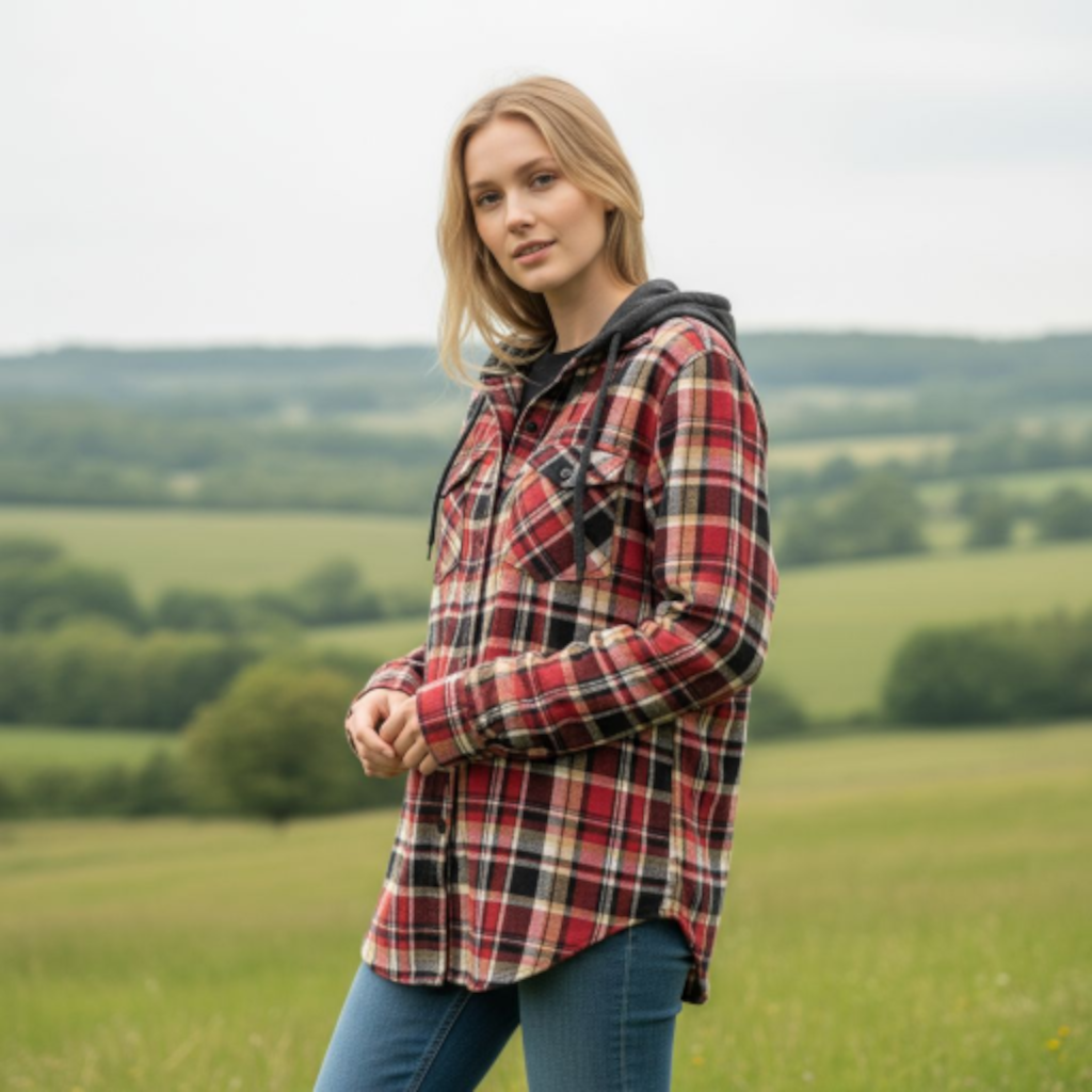 Hooded Fair Flannel By Ocean Fashion™ – Limited Edition – Red/Black